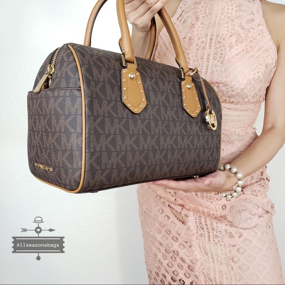 NWT Michael Kors aria medium satchel brown acorn - Picture 2 of 8